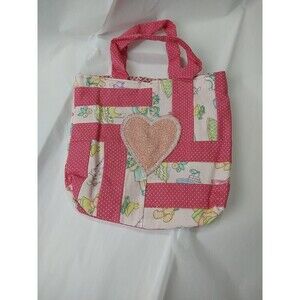 Handmade Little Girls Paper doll Pink Heart Polka Dot Handled Purse